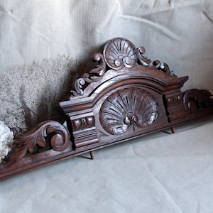 Antique french sculpted oak wood pediment Architectural salvage DIY wood working project