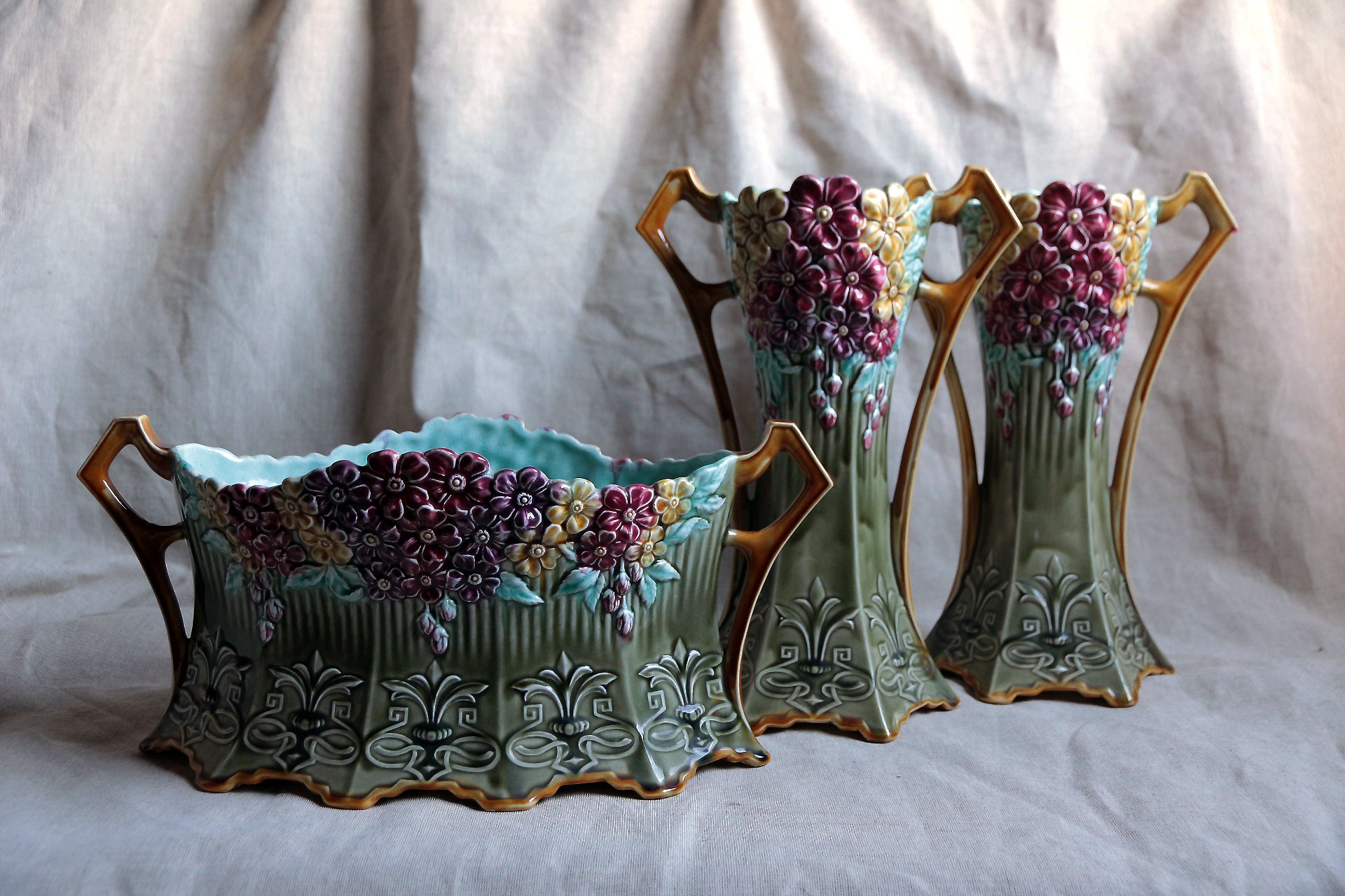 マジョルカ焼　イタリアで購入したアンティークの花瓶 マジョルカ焼 イタリアで購入したアンティークの花瓶