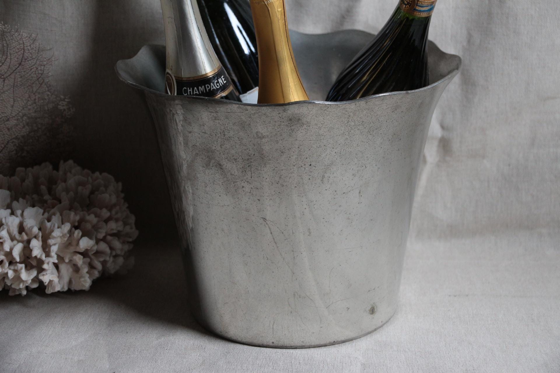 Grand seau à champagne en étain poli - Ethic Atelier