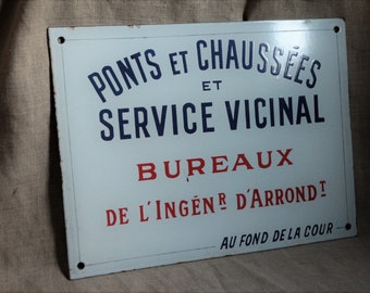 Plaque de bureau en émail vintage français. Plaque extérieure en émail français. Décor de bistrot de café. Décor de cuisine vintage français. Grenier. Industriel