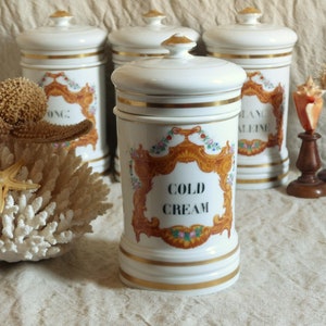 Large antique french Paris porcelain pharmacy jar. Painted Antique porcelain apothecary jar. Curiosties cabinet. Antique pharmacy