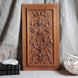 ONE Antique french carved walnut wood panel. Renaisssance style sculpted wood panel. DIY wood project. French chateau.