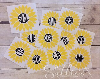 Sunflower monogram decal | FREE SHIPPING | Monogram car decal | Car decal | Monogram decal | Laptop decal | Cup decal | Phone decal