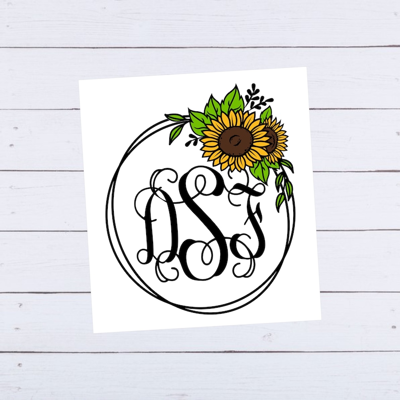 Download Sunflower monogram decal Monogram car decal sunflower | Etsy