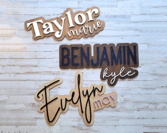 Large Wood Name Sign | Nursery Name Sign | Layered 3D Baby Name Sign | Custom Name Sign