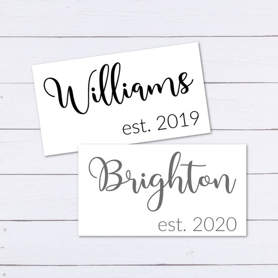 Last name decal Family established decal DIY wedding decor Etsy