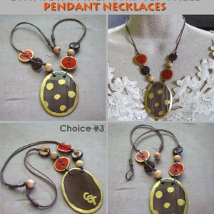 Ethnic Inspired Painted Shell Pendant Necklaces Brown and Orange Three Designs to choose from Length 19 image 5