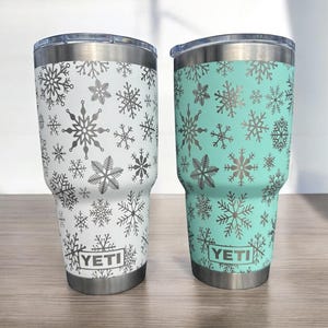 30 Oz Tumbler with Snowflakes - Laser Engraved.