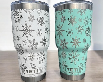 30 Oz Tumbler with Snowflakes - Laser Engraved.