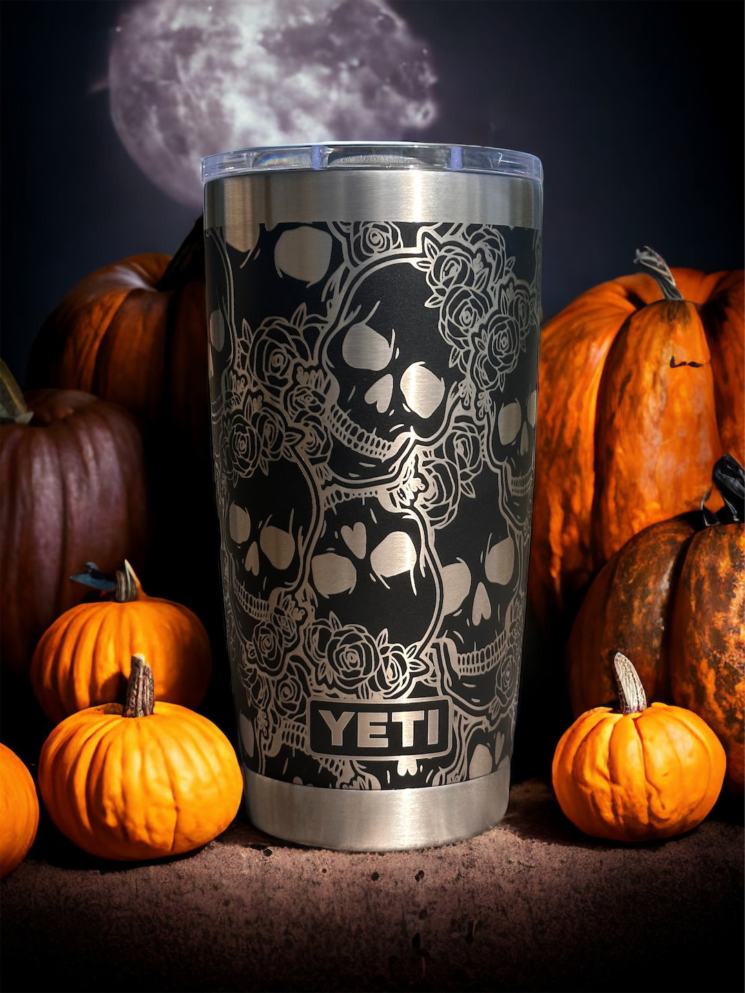 Rose Color Yeti Skull & Roses Tumbler - Yeti - 20oz - Etsy