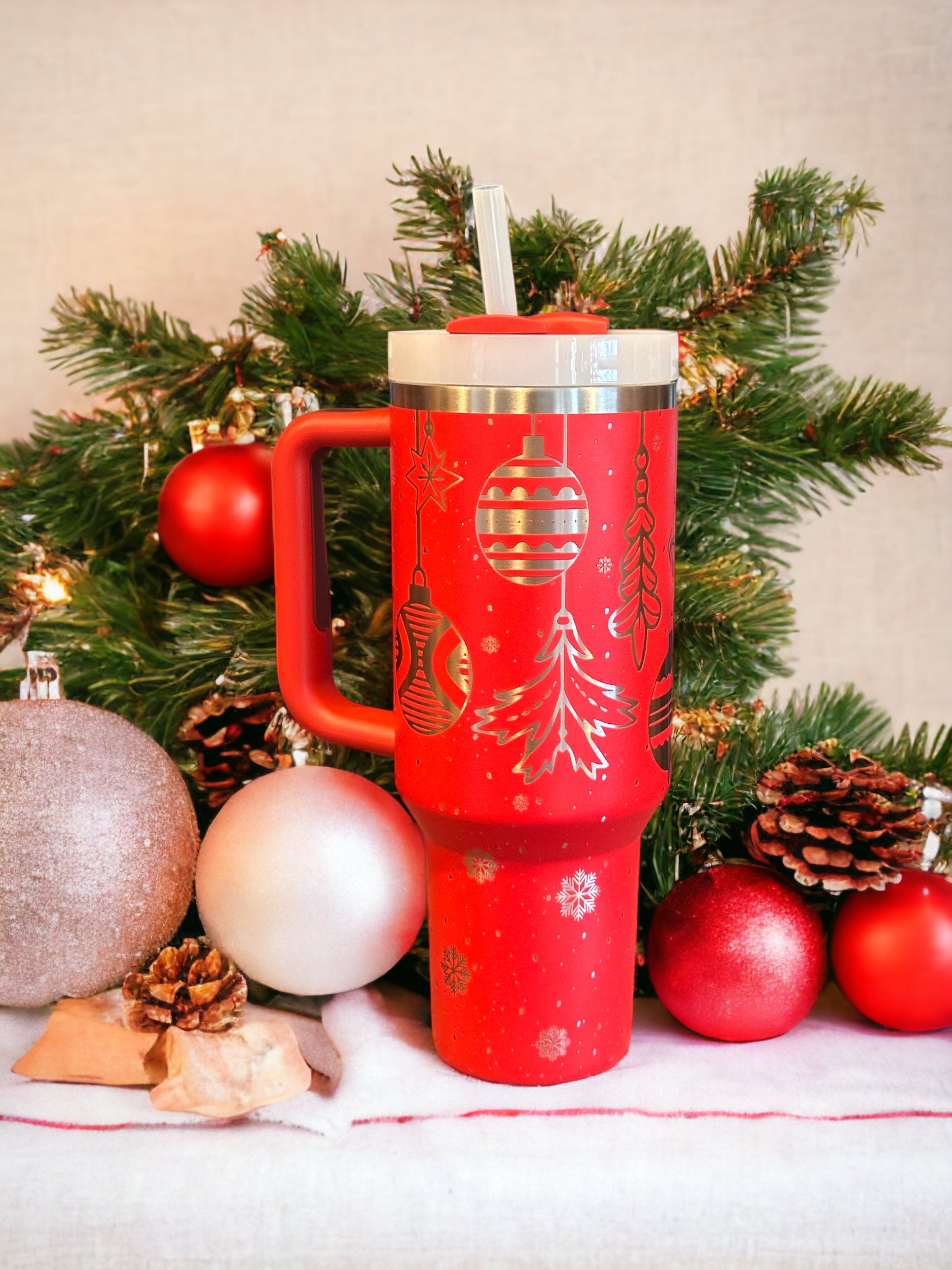 Christmas Ornament Tumbler - Stanley - 40oz - Laser Engraved - Etsy