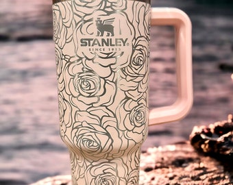 40 oz Tumbler w/ Engraved Roses