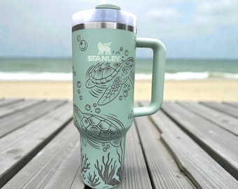 Sea Turtle 40 oz Tumbler - Stanley or Unbranded - Laser Engraved