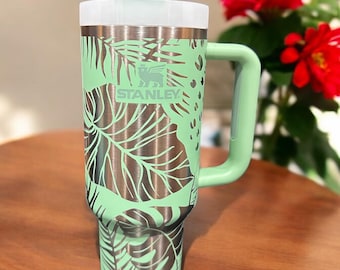 40 oz Tumbler Tropical Engrave - Monstera