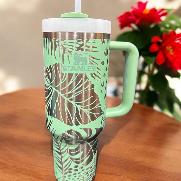 40 oz Tumbler Tropical Engrave - Monstera