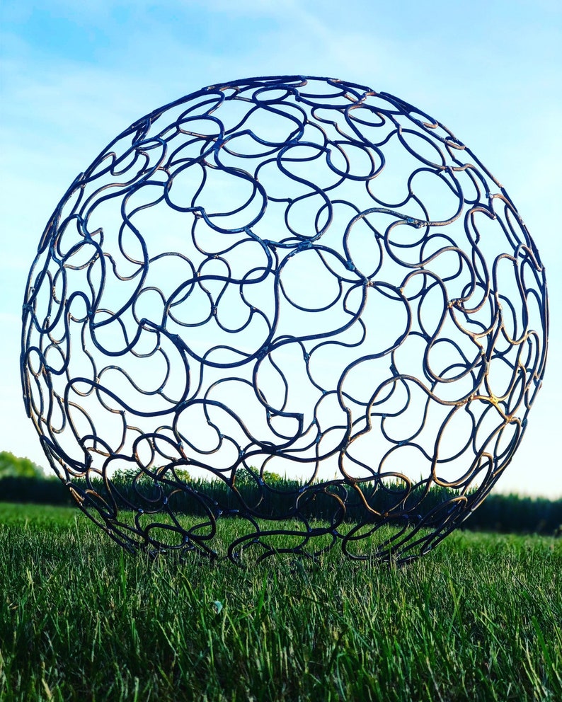 Metal Sphere Sculpture Medium Etsy UK