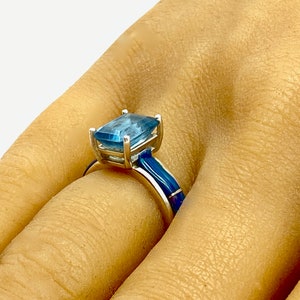 Handcrafted Topaz Peacock Opal Tapered Band Ring Size 5 1/2 image 1