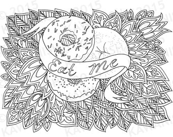 Eat Me donuts doughnuts adult coloring page gift wall art