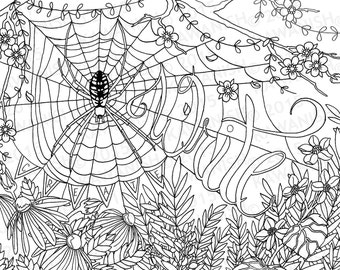 creative writing spider flower adult coloring page gift wall art