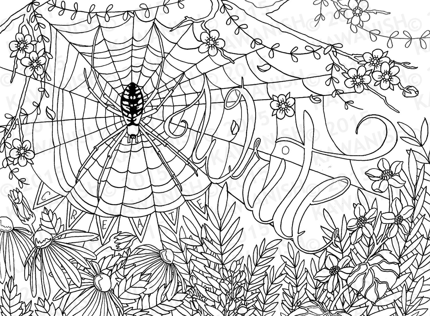 creative writing spider flower adult coloring page gift wall etsy australia