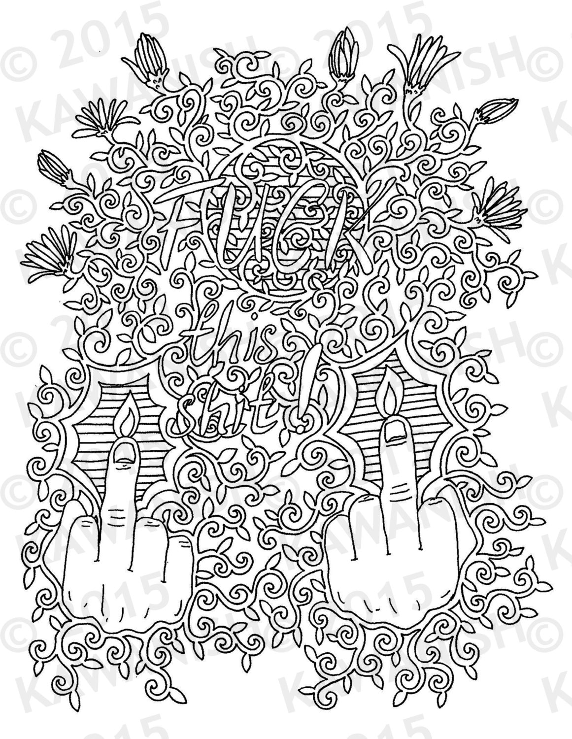 Fuck this shit adult coloring page gift wall art funny