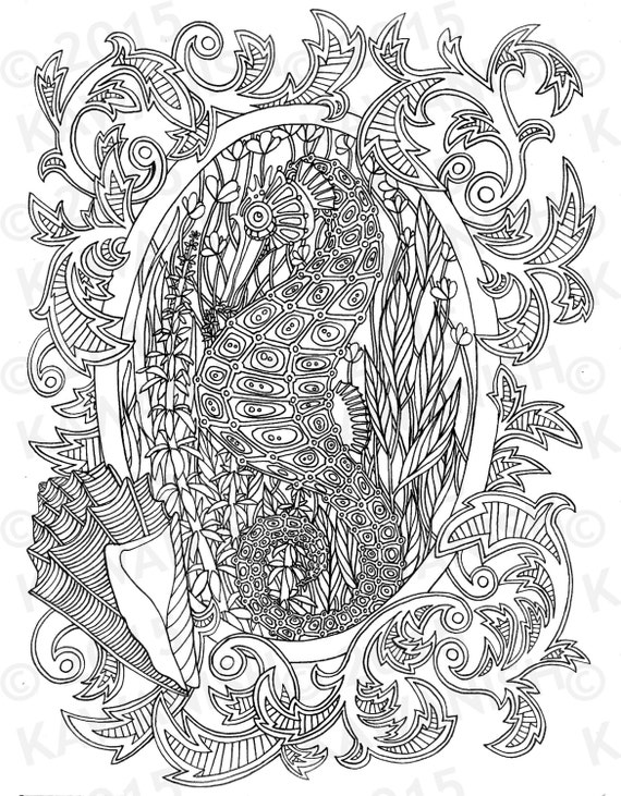Seahorse Underwater Adult Coloring Page Gift Wall Art Ocean Etsy