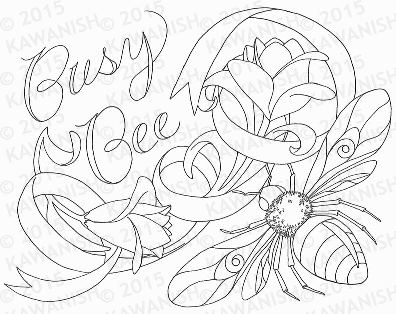 Busy bee adult coloring page gift wall art funny humor | Etsy