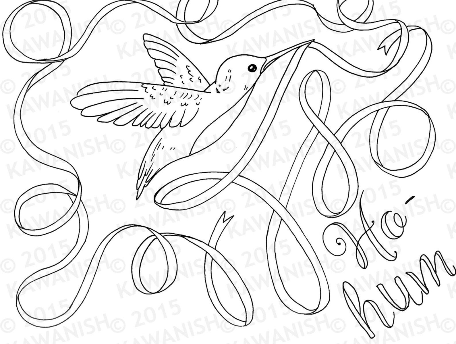 Ho Hum Hummingbird Adult Coloring Page Gift Wall Art - Etsy