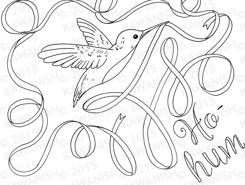 ho hum hummingbird adult coloring page gift wall art image 1