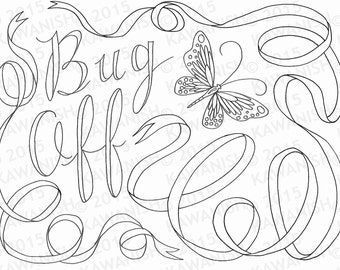 bug off butterfly adult coloring page gift wall art funny humor