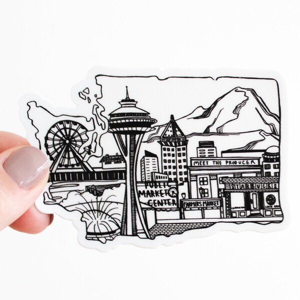 Seattle Sticker, Washington Sticker, State Sticker