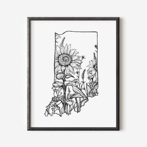 Indiana Floral Art Print