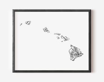 Impresión artística floral de Hawái