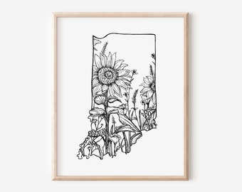 Indiana Art, Indiana Print, Indiana Art Print, Indiana Wall Art, Indiana Gift