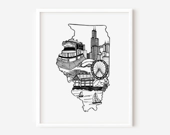 Digital Download: Chicago Art, Chicago Print, Chicago Art Print, Chicago Wall Art, Chicago Gift, Illinois Art, Illinois Print