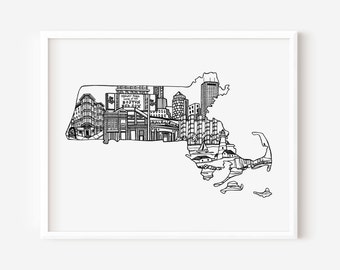 Digital Download: Boston Art, Boston Print, Boston Art Print, Boston Wall Art, Massachusetts Art, Massachusetts Print