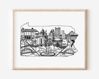 Pittsburgh Art, Pittsburgh Print, Pittsburgh Art Print, Pittsburgh Gift, Pennsylvania Art, Pennsylvania Print, Pennsylvania Gift