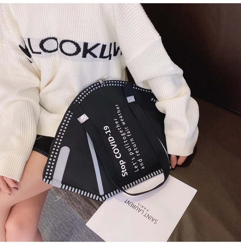 Face Mask Tote Bag Nurse RN Tote Doctor Tote Medical Bag Black and White Shopping Bag Satchel Bag Fashion