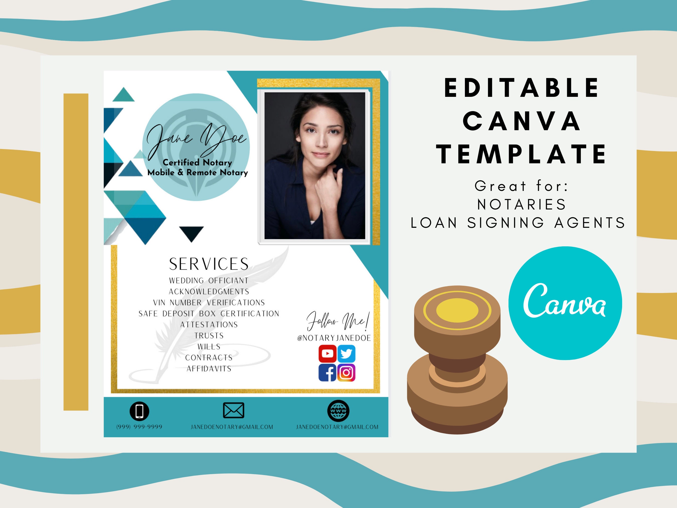 Editable Notary Flyer Canva Notary Flyer Template Editable Etsy