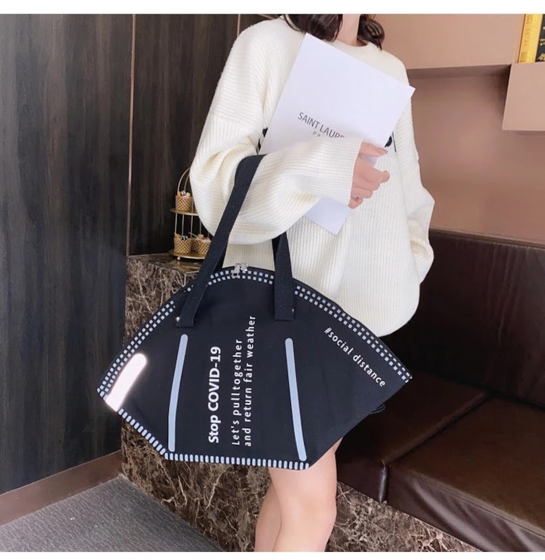 Face Mask Tote Bag Nurse RN Tote Doctor Tote Medical Bag Black and White Shopping Bag Satchel Bag Fashion