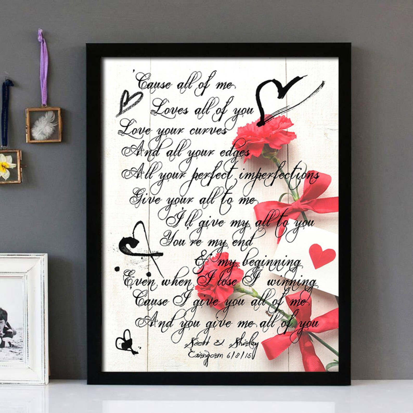 Buy Any Song Lyrics as Framed Wall Art Ideal for Wedding First Dance