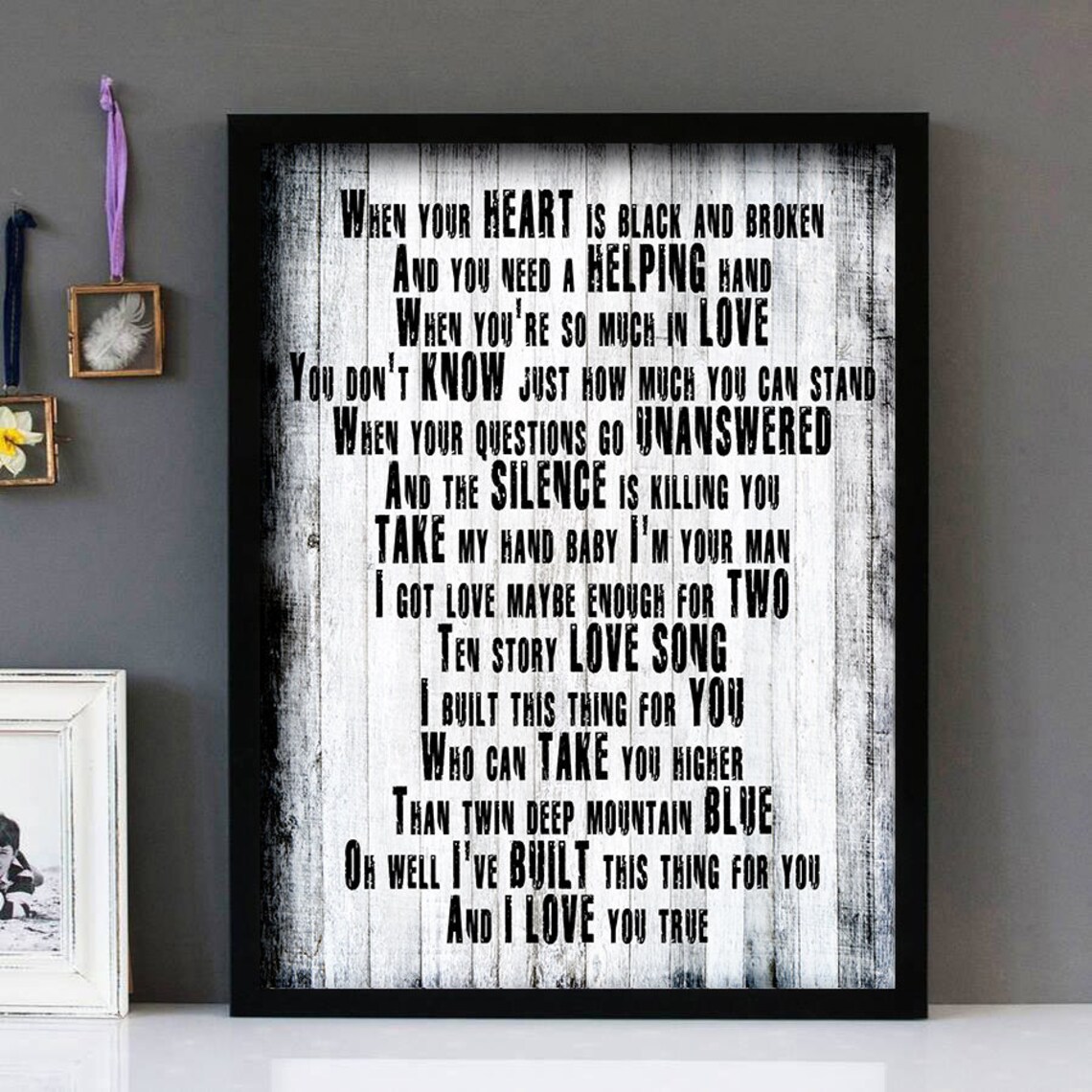 Buy Any Song Lyrics as Framed Wall Art Ideal for Wedding First Dance
