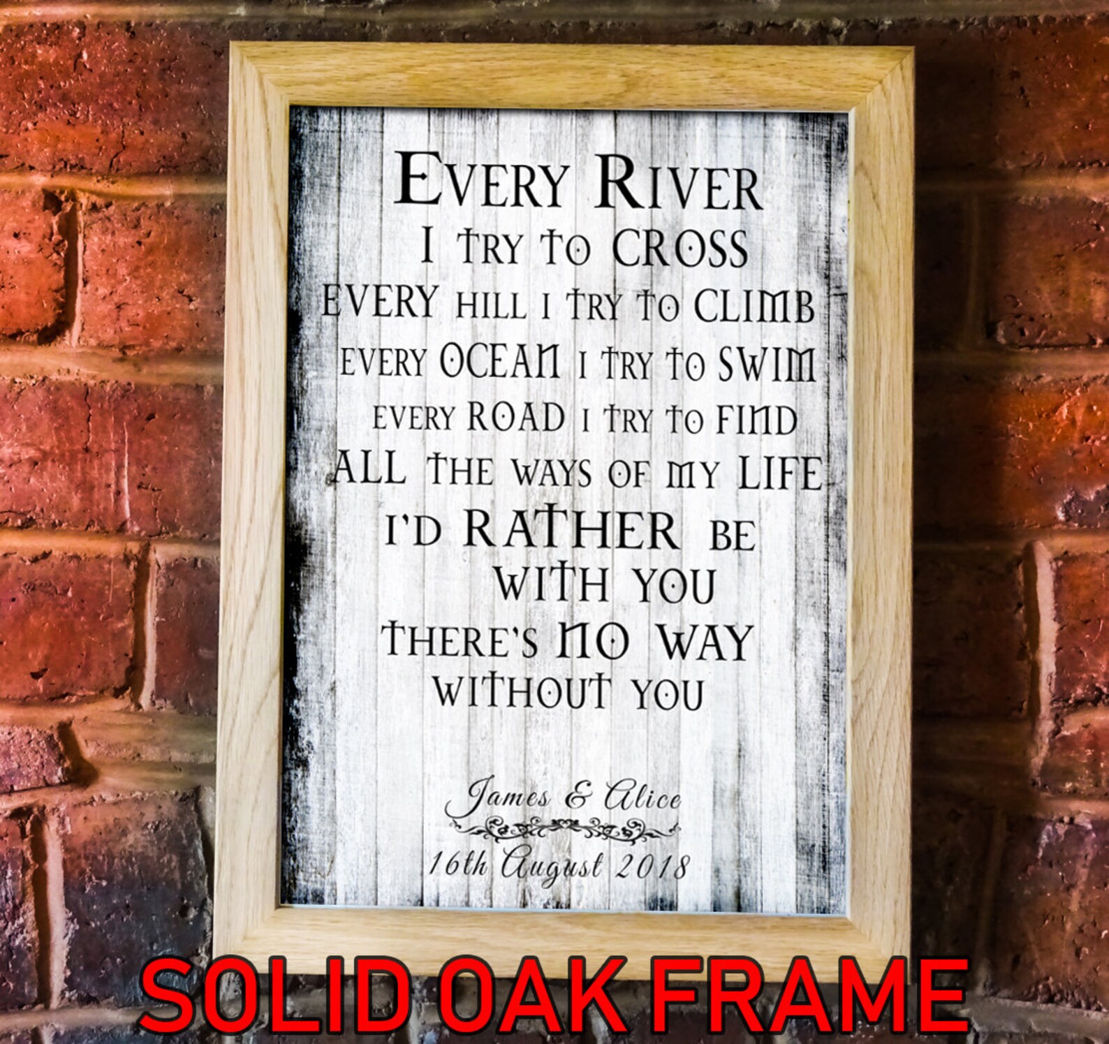 Buy Any Song Lyrics as Framed Wall Art Ideal for Wedding First Dance