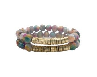 tie dye jade stackable bracelet