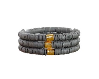 steel stackable disc bracelet [dark grey/gray stacking bracelets]