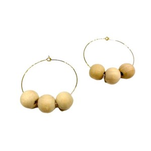 3 amigos earrings | gold hoop and wood | coastal jewelry, neutral jewelry