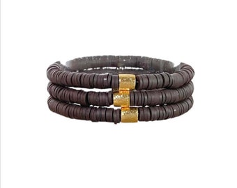 chocolate stackable disc bracelet [brown stacking bracelets]