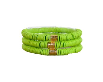 lime stackable disc bracelet [bright green stacking bracelets]