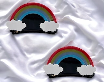 Rainbow Hair Claw Clip Set: Acrylic Strong Hold Hair Accessory