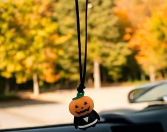 Halloween Pumpkin Car Rear View Mirror Pendant - Spooky Ornament 5-Pack